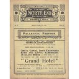 PRESTON - FULHAM 1933 Preston home programme v Fulham, 17/4/1933, slight fold, staples rusty.