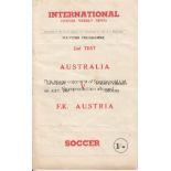 AUSTRALIA 1957 Scarce Australian programme, Australia v F.K. Austria, 6/7/57, Soccer Weekly news ,