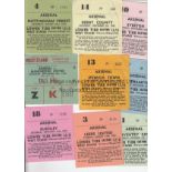 ARSENAL TICKETS Nine home tickets from season 1969/70 v. Coventry City, Southampton, Everton