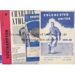 SOUTHAMPTON Four Southampton away programmes all postponed matches v Colchester 1959/60, Charlton,