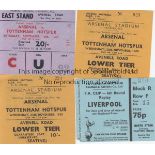 TOTTENHAM TICKETS 4 tickets - Arsenal v Tottenham 1967/68 , Arsenal v Tottenham (League Cup Semi