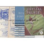 CRYSTAL PALACE Seven programmes. Home v. Gillingham 7/10/1950 in the Gills 1st post war league seas,