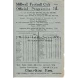 MILLWALL 45/6 CUP Millwall home programme v Northampton, 7/1/46, FA Cup played on a Monday