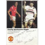 MANCHESTER UNITED Manchester United Charity Sportsman's Dinner Menu for Arthur Albiston and Denis