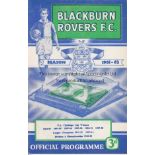 LEAGUE CUP SEMI-FINAL 1962 Programme for the 2nd Leg at Blackburn Rovers v. Rochdale 2/4/1962,