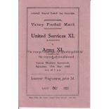 WARTIME - LOWESTOFT Programme, United Services XI (Lowestoft) v Army XI (Yarmouth), played 19/5/45