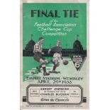 1933 FA CUP FINAL Official programme, 1933 Cup Final, Everton v Manchester City, staples removed.