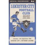 TOTTENHAM HOTSPUR Away programme v Leicester City 17/9/1960 in Spurs Double season. Very slight