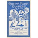 QPR - CRYSTAL PALACE 1935 QPR home programme v Crystal Palace, 23/11/1935, pencil score, scorers