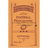 RUGBY LEAGUE - HUDDERSFIELD 1934 Programme , Huddersfield Rugby League v Dewsbury, 20/1/1934, ex