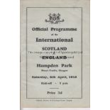 SCOTLAND - ENGLAND 1935 Official programme, Scotland v England, 6/4/1935 at Hampden. Scotland won