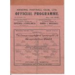 ARSENAL - MOSCOW DYNAMO 45 Single sheet Arsenal home programme v Moscow Dynamo 21/11/45, tape mark