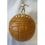 WORLD CUP 1966 An ice cooler in the shape of a football with a metallic footballer on top and