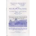 EVE OF FINAL Programme for the Eve of Final Rally 1st May 1964 at St Pancras Town Hall, London to