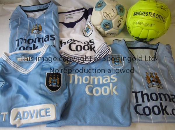MANCHESTER CITY Two fully signed official Manchester City footballs, one from the 1990's and the