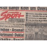 1968 ARSENAL Alemannia Aachen v Arsenal. Rare ''Sport Beobachter'' 8-page newspaper style edition