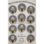 POSTCARD Postcard of the Wolverhampton Wanderers FA Cup team of 1907/08. Pen pictures with shirts in