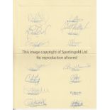 CRYSTAL PALACE 1992 White foldover card signed by 14 Crystal Palace players from the team who played