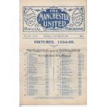 MANCHESTER UNITED - DERBY 1924 Manchester United home programme v Derby County 29/11/1924, minor
