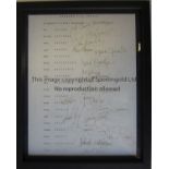 EVERTON 1984/5 AUTOGRAPHS A 12.5" X 10" framed and glazed white sheet with 20 signatures including