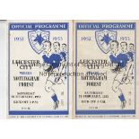 LEICESTER - NOTTM FOREST 52-3 Two Leicester home programmes for the same match, v Nottingham Forest,