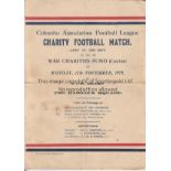 FOOTBALL - CEYLON 1929 Programme, Army v The Rest 11/11/1929, Colombo Football League Charity