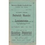 DULWICH HAMLET v LEYTONSTONE Gatefold issue for Isthmian League match 19 Dec 1931, no writing,