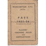 WORKINGTON AFC Players pass 1955-56, Workington A.F.C, players training rules and instructions. A