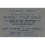 BOXING - TICKET 1951 Scarce, unusual ticket for boxing Exhibition bout, 13/7/51, Jack Gardner v