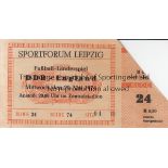 DDR / ENGLAND Ticket East Germany (DDR) v England 29th May 1974 in Leipzig. Torn down the