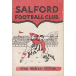 AT OLD TRAFFORD 1958 Salford Rugby League home programme v Leeds, 5/11/58, first Rugby League