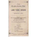 LAWN TENNIS / CROYDON CRICKET CLUB 1891 A fixture list for The Croydon Cricket Club, Lawn Tennis