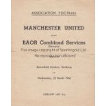 BAOR - MANCHESTER UNITED 1946 Programme BAOR Combined Services (Germany) v Manchester United, 20/3/