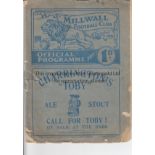 MILLWALL Programme for the Public Trial match 21/8/1937, Blues v. Reds in slightly distressed