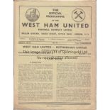 WEST HAM UNITED Seven home programmes, all of which have a single punched hole repaired. 1951/2 v