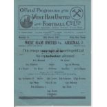 WEST HAM - ARSENAL 43 Single sheet West Ham home programme v Arsenal, 20/3/43, folds, score noted,