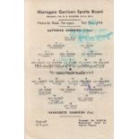 WARTIME - HARROGATE Single sheet programme, Harrogate Garrison v Catterick Garrison, 16/12/45. Clubs