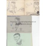 FOOTBALL CARICATURES Selection of autograph album pages featuring individual caricatures by an