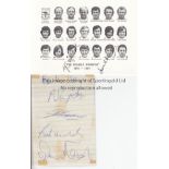 ARSENAL 1970/1 DOUBLE SEASON AUTOGRAPHS A postcard size white card with portraits of the "The Double