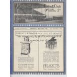 WATFORD Programme Watford Reserves v Leicester City Reserves 3rd September 1927. Ex Bound Volume.