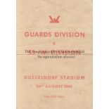 DUSSELDORF 1945 Small four page programme Guards Division v 53 (W) Division, 26/8/45 at Dusseldorf