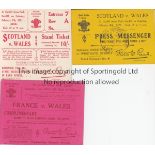 WALES RUGBY UNION Three tickets for Cardiff Arms Park: v. France 23/2/1929, admit to seats inside