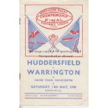 RL CHAMPIONSHIP FINAL 49 Official programme, Huddersfield v Warrington, 14/5/49 at Man City,