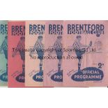 BRENTFORD Nineteen Brentford home programmes from the 1947/48 (7) and 1948/49 (12)seasons to include