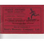 MERSEYSIDE 1932-33 Fixture booklet issued by Bents Brewery for season 1932-33, includes fixtures for