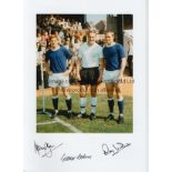 1966 ENGLAND WORLD CUP AUTOGRAPHS A 12 X 8" colour photograph of Alan Ball, Ray Wilson and George