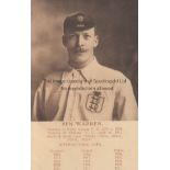 BEN WARREN / DERBY COUNTY An advertising card with the picture of Warren in his England shirt,