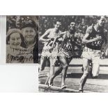ZATOPEK Photograph of Czech athlete Emil Zatopek with Dana Zatopkova signed by both athletes later