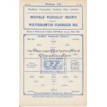 SHEF WED - WOLVES 1932 Sheffield Wednesday Reserves home programme v Wolves Reserves 30/1/1932, four