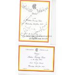 ENGLAND CRICKET AUTOGRAPHS A menu and ticket for the Dinner to the Indian Touring Team at Lord's